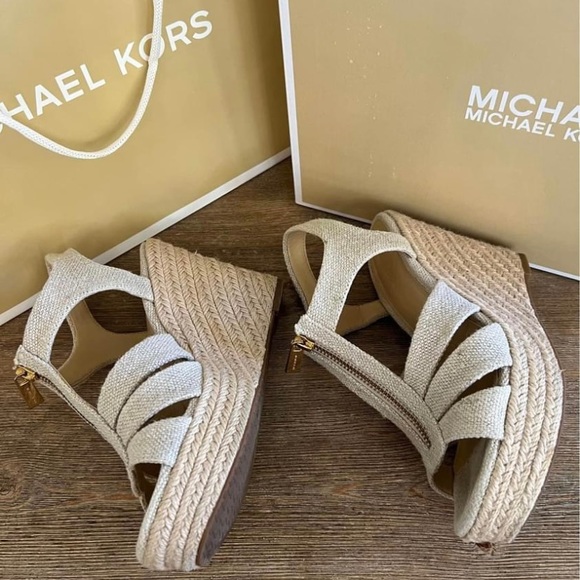 MK Berkeley Canvas Wedge Sandals - Picture 5 of 10